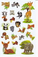 Safari Zoo Tiergarten Tiere Aufkleber / Animal Sticker A4 1 Bogen 27 X 18 Cm ST128 - Scrapbooking