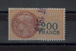 FRANCE  FISCAUX / 1 Timbre  200 Francs,  Rose,  Tampon  Annulé En 1949 / Faire Offre - Zegels