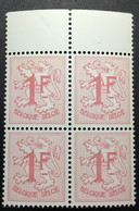 1957 COB 1027BP3.MNH.Chiffre Sur Lion Héraldique.Bloc 4 Pcs. - Nuevos