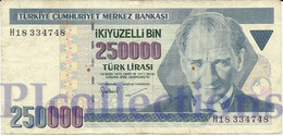 TURKEY 250000 LIRA 1992 PICK 207 VF - Turquie