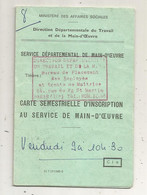 Carte Semestrielle D'inscription Au Service De Main-d'oeuvre, 8 Pages,1968, 4 Scans,frais Fr 1.65 E - Unclassified