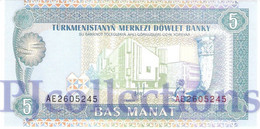 TURKMENISTAN 5 MANAT 1993 PICK 2 UNC - Turkménistan