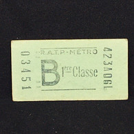 #TPT8 - Métro RATP - Ticket 1 ère Classe B - 03451 - PARIS - 4234061 - Europa