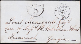 1861. MACON GA, NOV 27 Double Circle Date Stamp (Dietz Type V.__ With Matching 5 In Circle Handstamp. Adre... - JF124229 - 1861-65 Confederate States