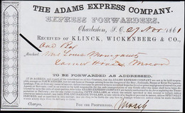 1861. THE ADAMS EXPRESS COMPANY __EXPRESS FORWARDERS, Charleston 17 Nov. 1861. - JF124231 - 1861-65 Etats Confédérés