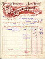 FACTURE.LYON.PAPETERIE.IMPRIMERIE DE LA LIGNE DROITE.MONLOUP-ROBERT 1 RUE DE L'HÔTEL DE VILLE. - Printing & Stationeries