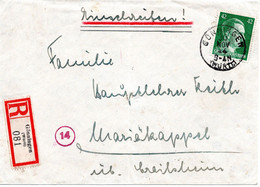 56907 - Deutsches Reich - 1944 - 42Pfg Hitler EF A R-Bf GOENNINGEN -> Mariakappel - Cartas & Documentos