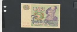 SUEDE - Billet 5 Kronor 1981 SPL/AU Pick-051d - Suède