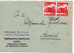 56913 - Deutsches Reich - 1941 - 2@12Pfg WHW '40 A Bf WARSINGSFEHN -> Aurich - Lettres & Documents