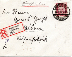 56927 - Deutsches Reich - 1924 - 30Pfg Adler EF A R-Bf NEUGERSDORF -> EIBAU - Lettres & Documents