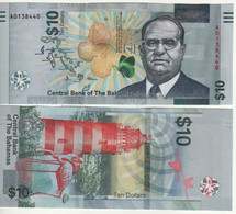 BAHAMAS New 10  Dollars 2022 PW87 (Modified Colours.. Sir Stafford Sands. + Lighthouse & Flamingoes At Back ) - Bahamas