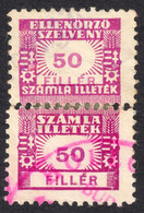 1947 Hungary - FISCAL BILL Tax - Revenue Stamp - 50 F Used - Steuermarken