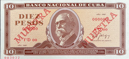 Cuba 10 Pesos, P-104cS (1987) - UNC - MUESTRA - Cuba