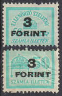 1946 Hungary - FISCAL BILL Tax - Revenue Stamp - 1944 Overprint 3 Ft  / 50 Fill - Used - Fiscale Zegels