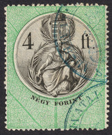 1868 1873 Hungary Croatia Slovakia Vojvodina Serbia Romania Transylvania K.u.k Kuk Revenue Tax Stamp 4 Ft. GLOBE EARTH - Fiscali
