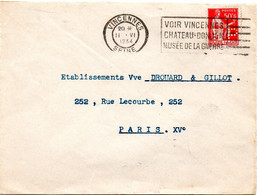 POSTE AUX ARMÉES = 75 VINCENNES 1934 = PAIX Perforé KP / KODAK PATHE + FLAMME FLIER ' Musée GUERRE ' - Brieven En Documenten