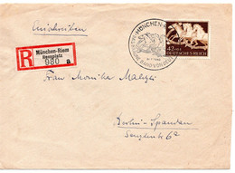 56935 - Deutsches Reich - 1942 - 42Pfg Braunes Band '42 EF A R-Bf SoStpl MUENCHEN - DAS BRAUNE BAND ... -> BERLIN - Cartas & Documentos