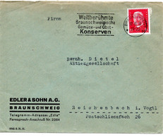 56936 - Deutsches Reich - 1931 - 15Pfg Hindenburg EF A Bf BRAUNSCHWEIG - ... GEMUESE- UND OBST-KONSERVEN -> Reichenbach - Cartas & Documentos