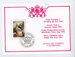 LUXEMBOURG -   N°Yt 1209 SUR CARTE DE JOYEUX NOEL Obli. 1990 - Storia Postale