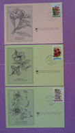 Série De 3 Cartes FDC Set Of 3 Cards Fleurs Flowers Antigua 1978 - 1960-1981 Autonomie Interne