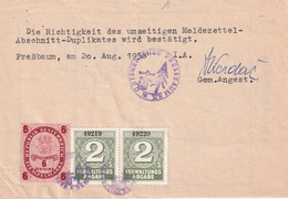 AUTRICHE DOCUMENT FISCAL 1958 - 1945-60 Lettres