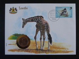 FDC Avec Pièce 5L Cover With Coin Numisbrief Girafe Lesotho 1988 (ex 1) - Giraffen