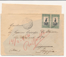 1934 COLONIE ITALIANE ERITREA  COPPIA 0,25 SOGGETTI AFRICANI ASMARA LETTERA CON TESTO  X FOGGIA - Eritrée