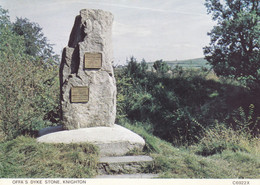 Postcard Offa's Dyke Stone Knighton My Ref B26129 - Radnorshire