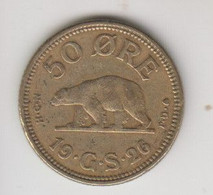 Groenlandia, Moneta 50 Ore Hcn 1926 Orso Polare - Greenland