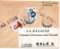 63839 - Madagaskar - 1950 - 25F Joffre MiF A LpBf TANANARIVE -> Schweiz - Cartas & Documentos