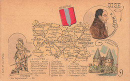 Oise (60) * CPA Carte Géographique Du Département - Beauvais