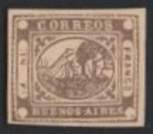 Buenos Aires 1858 SG P17, 1 (IN) P Brown Imperf Unmounted Mint - Unused Stamps