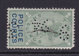 GB Fiscal/ Revenue Stamp. Police Courts 1/- Green &black Used. Barefoot 10 - Fiscaux