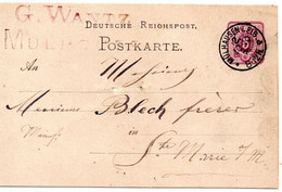 63854 - Deutsches Reich - 1879 - 5Pfge GAKte MUELHAUSEN -> St Marie - Covers & Documents