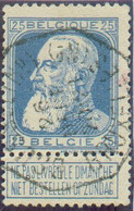 N°76 - 25 Centimes Bleu Obl. Télégraphique  De  LEOPOLDSBURG BOURG-LEOPOLD - 20717 - 1905 Barbas Largas