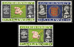 GUERNESEY   1970-71  - YT 7 - 8 - 37 -  Oblitérés - Guernsey