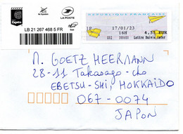 63871 - Frankreich - 2023 - €4,55 Schalterfreistpl A WarenpostBf -> Japan - Briefe U. Dokumente