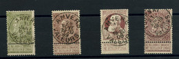 BELGIQUE - LOT DE 4 TIMBRES FINE ET GROSSE BARBE SIMPLE CERCLE ANVERS (3) ET TOURNAI VALEUR (1) - 1905 Grove Baard