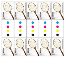 AUSTRALIA 2023 Evonne Goolagong Cawley’s Racquet, Tennis, French Open, Wimbledon, Museum (**) Gutter Strip Of 10 MNH - Nuovi