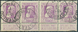 N°80(4) - 2 Frs. Violet  En Bande De 4, Obl. Sc De WESTERLOO - 20744 - 1905 Grosse Barbe