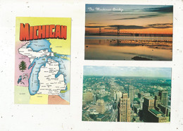 Cp , ETATS UNIS,MICHIGAN, Mackinac Bridge, Detroit, Carte Géographique, LOT DE 11 CARTES POSTALES - Sonstige & Ohne Zuordnung