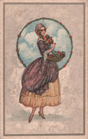 Illustrateur Style Corbella - Femme En Costume Epoque Louis XVI Et Panier De Fleurs - Carte Postale Ancienne - Zonder Classificatie