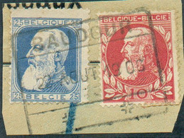 N°74-76 - 10 Et 25 Centimes Sur Fgmt Obl. Ferroviaire De BAUDOUR - 20748 - 1905 Barbas Largas