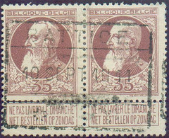 N°77(2) - 35 Centimes En Paire  Obl. Ferroviaire De BATTICE - 20749 - 1905 Breiter Bart