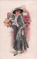 Illustrateur - Usabal - Femme Devant Un Telephone Ancien  - Carte Postale Ancienne - Usabal