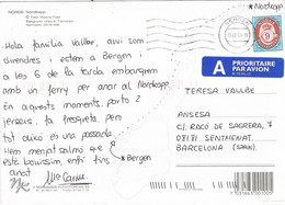 48716. Postal Aerea BERGEN (Norge) Noruega 2001 To Spain. Vista NORDKAPP - Cartas & Documentos