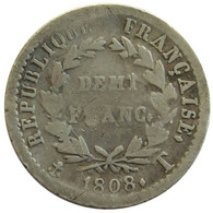 F17714.1 - FRANCE - Demi-franc Napoléon 1er - Tête Laurée - 1808 T - 1/2 Franc