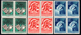 1405. AUSTRIA. 1950 CARINTHIA, YT 788-790 MICH.952-954, MNH BLOCKS OF 4, 1  X 60+15 SPOT ON GUM - 1945-60 Neufs