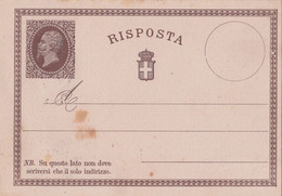 PSI002 INTERI POSTALI REGNO NUOVI - CARTOLINA FILAGRANO C2 SOLO RISPOSTA - Stamped Stationery