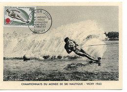 PM165/ France Carte Maximum Ski Nautique 1er Jour Vichy 31/8/1963 - Ski Náutico